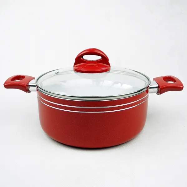 Red Ceramic Coated Saucepan